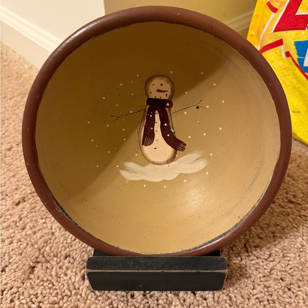 Snowman Decorative Bowl with Stand